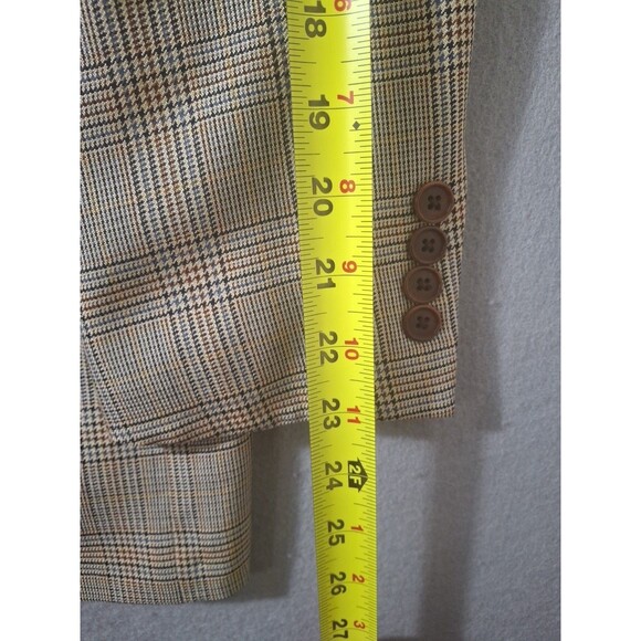 Brooks Brothers Blazzer 40 Tan Silk Wool Glen Plaid Windowpane Jacket Sport Coat - Picture 10 of 14
